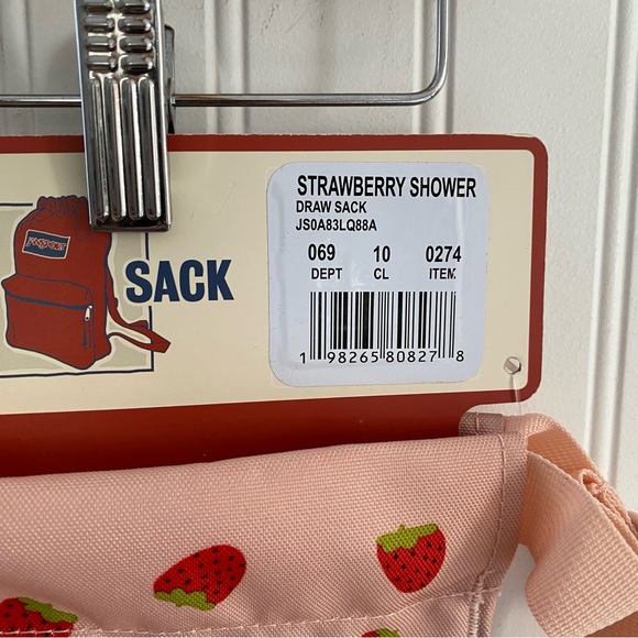 Jansport Draw Sack Strawberry Shower Drawstring Backpack NEW *Pics - Picture 9 of 13